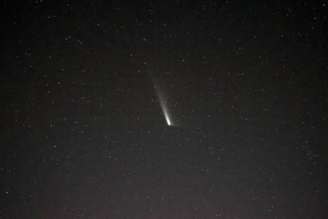 Comet C/2023 A3, or Tsuchinshan-ATLAS, nearly 100 million miles from Earth, seen from the International Space Station on Sept. 22.
