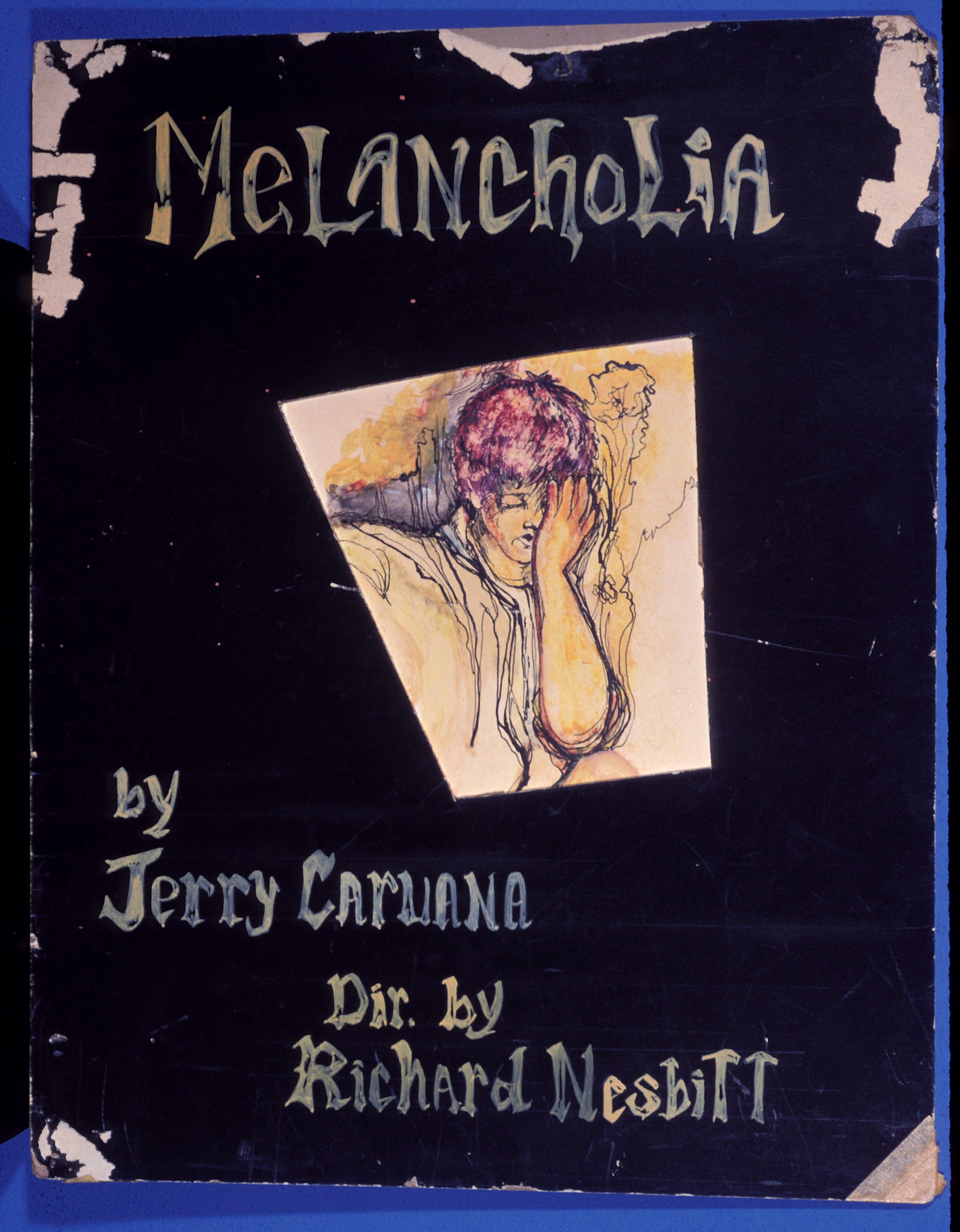 The window card for Jerry Carouana's <em>Melancholia</em> predates "coded" posters to throw off police attention.