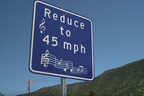 Drivers have to go 45 miles per hour to hear the song.