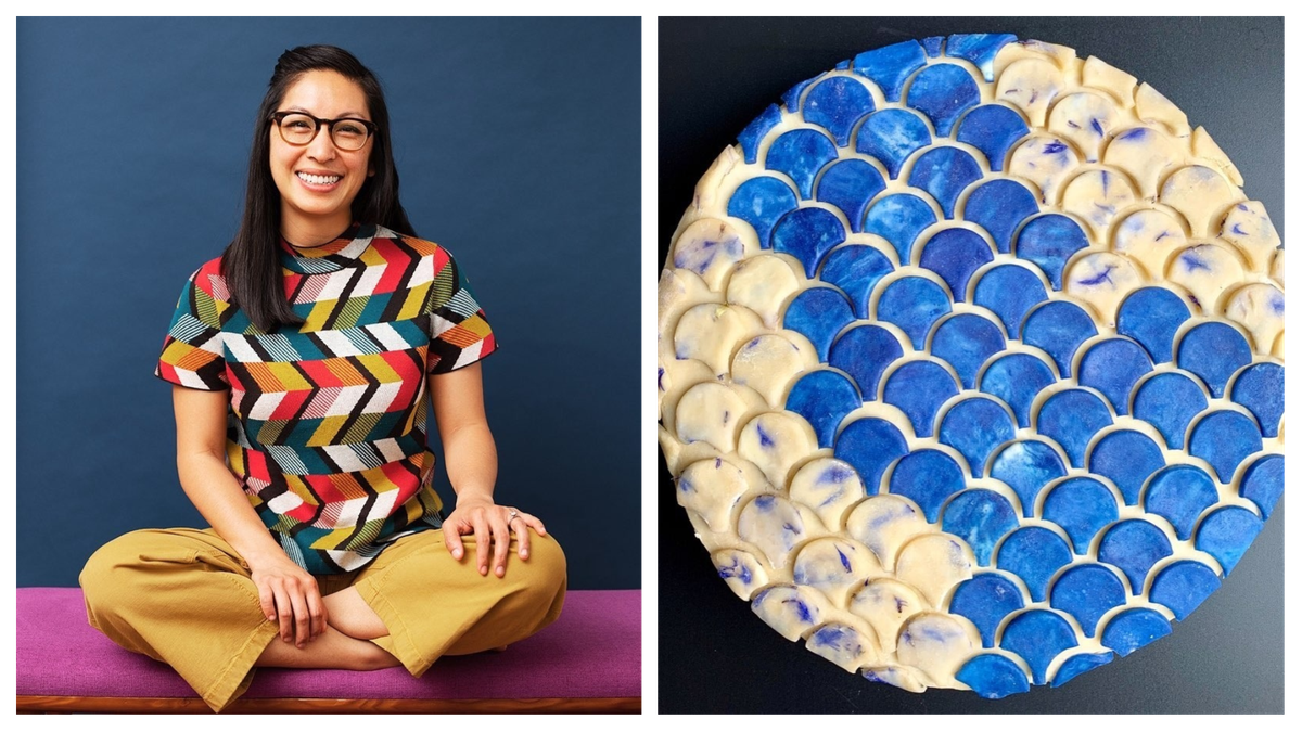 Ko’s pie is tinged with sapphire blue, which is inspired by the colors of the Honduran flag and her Chinese grandmother’s porcelain.