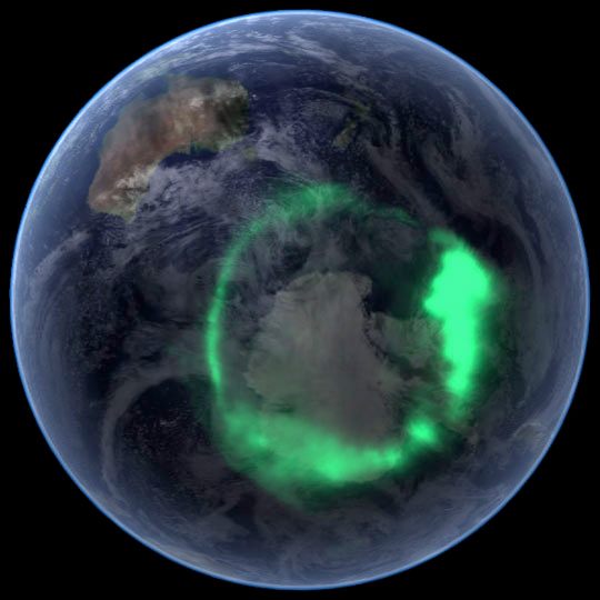 Aurora Australis seen from space 
