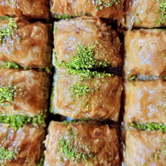 The baklava here is buttery and loaded with emerald pistachios.