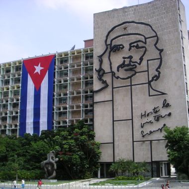 Ministry of Interior building, adorned with a steel sculpture of Che Guevara
