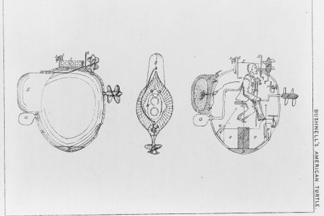 Three views of the American Turtle.