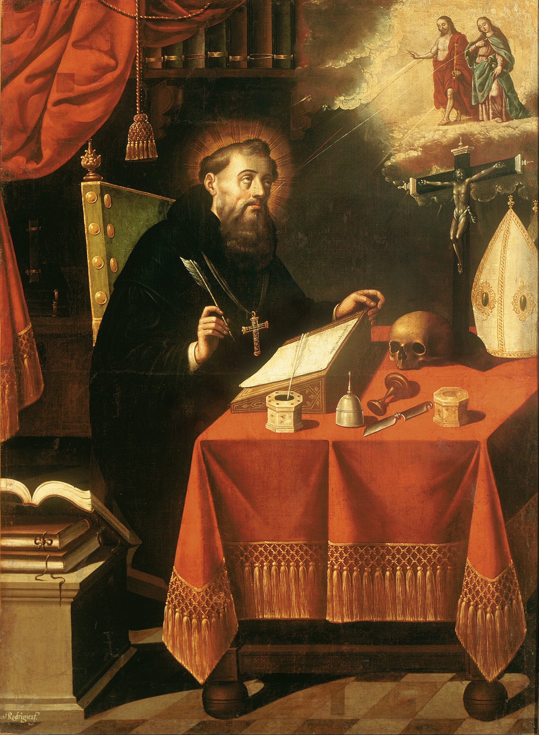 A 17th-century image of Saint Augustine, by the painter Antonio Rodríguez.