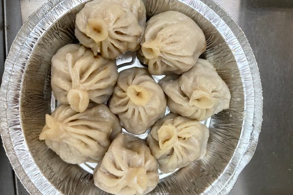 A plate of perfect beef momos.