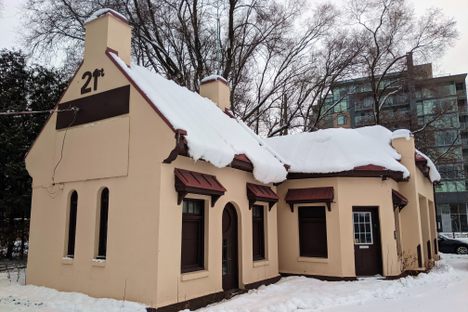 "Cottage-style" gas station from the 1930's at the corner of Island Park Drive and Richmond Road.