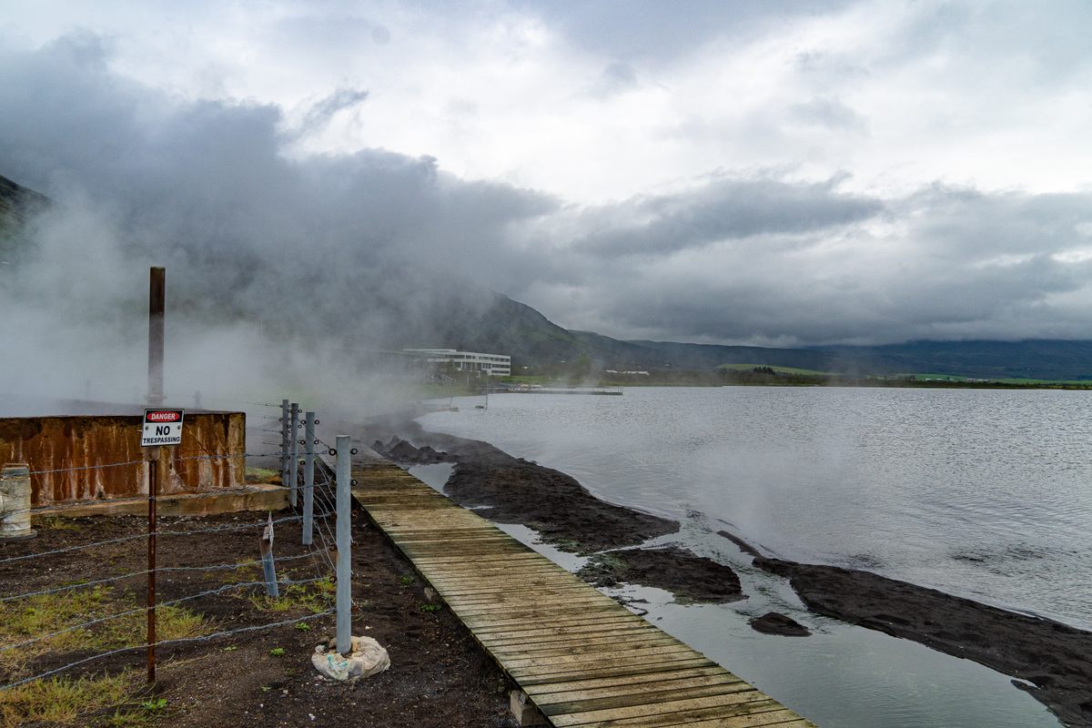 Steam hisses around Lake Laugarvatn.