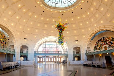 Inside the rotunda of Tacoma Union Station.