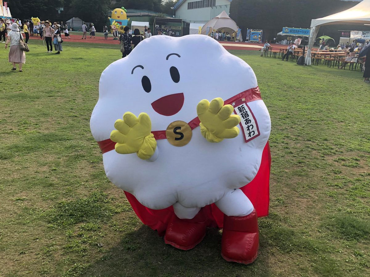 Shinjuku Awawa, a mascot shaped like a soap bubble, predates the coronavirus pandemic but has also helped preach the gospel of hand hygiene.