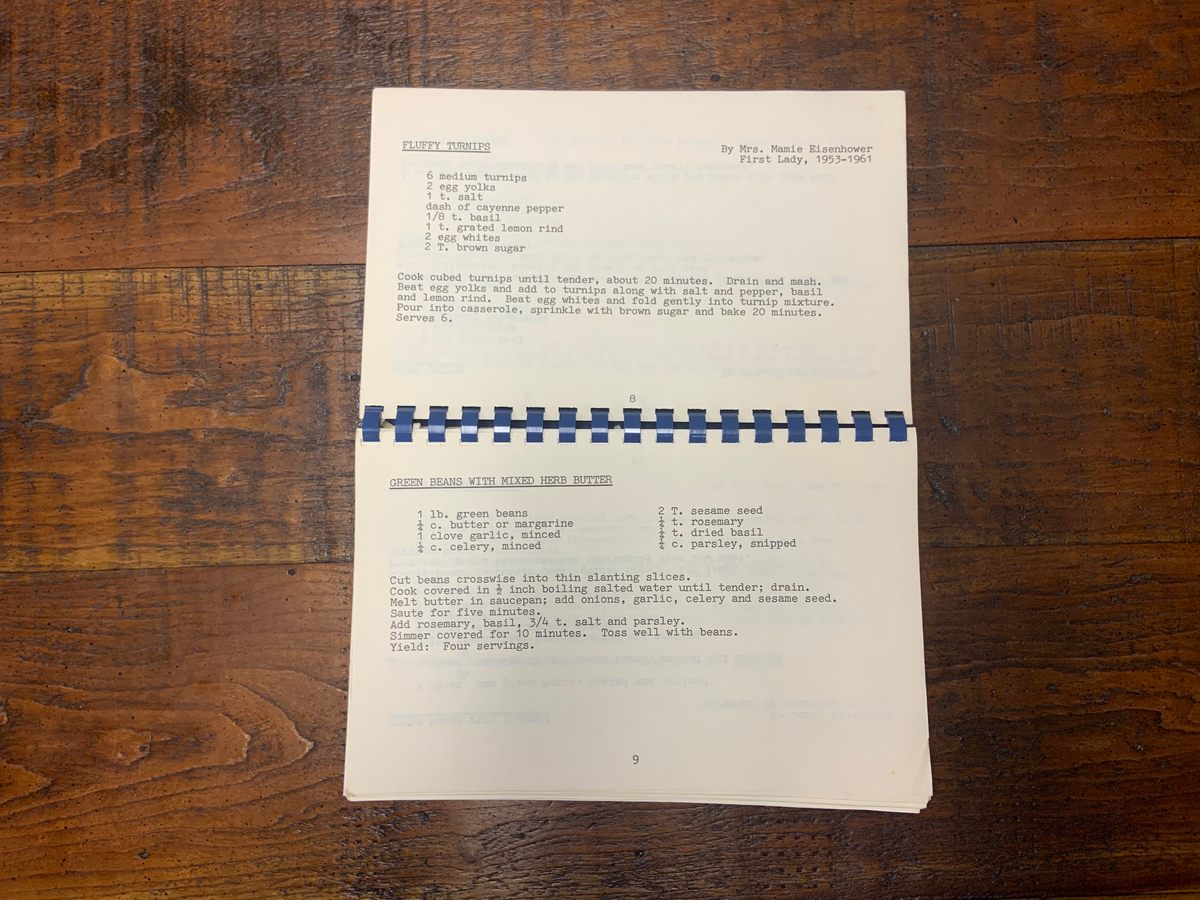 Even First Ladies have contributed recipes to Morris's cookbooks. Here, Mamie Eisenhower's Fluffy Turnips.