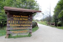 Marker at the end of National Route 3, Bahia Lapataia.