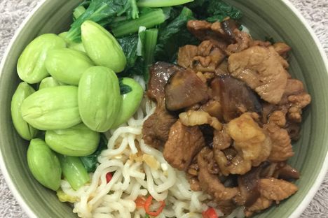 Stink beans with shitake mushrooms and pork.