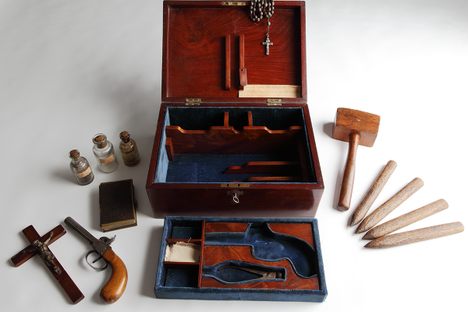 A vampire-killing kit from the Royal Armouries in Leeds, not quite as vintage as some might think. 