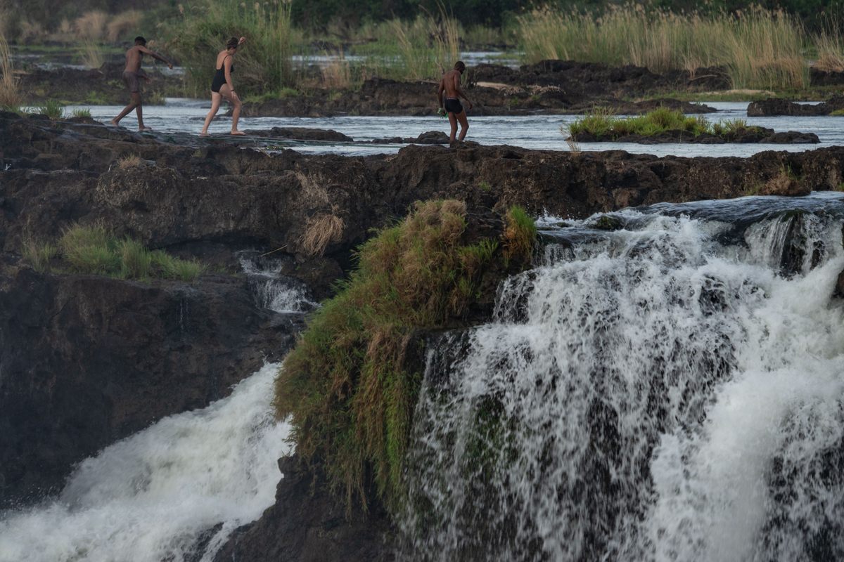When the flow is low, visitors can get closer to the water.