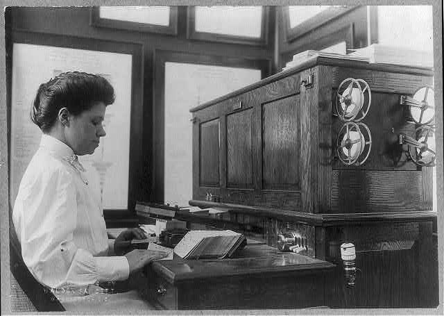 Working on the census early in the 20th century.