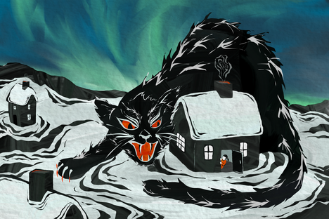The Yule Cat (or Jólakötturinn) serves as a warning for children to not misbehave, much like the threat of coal for naughty children on Christmas.