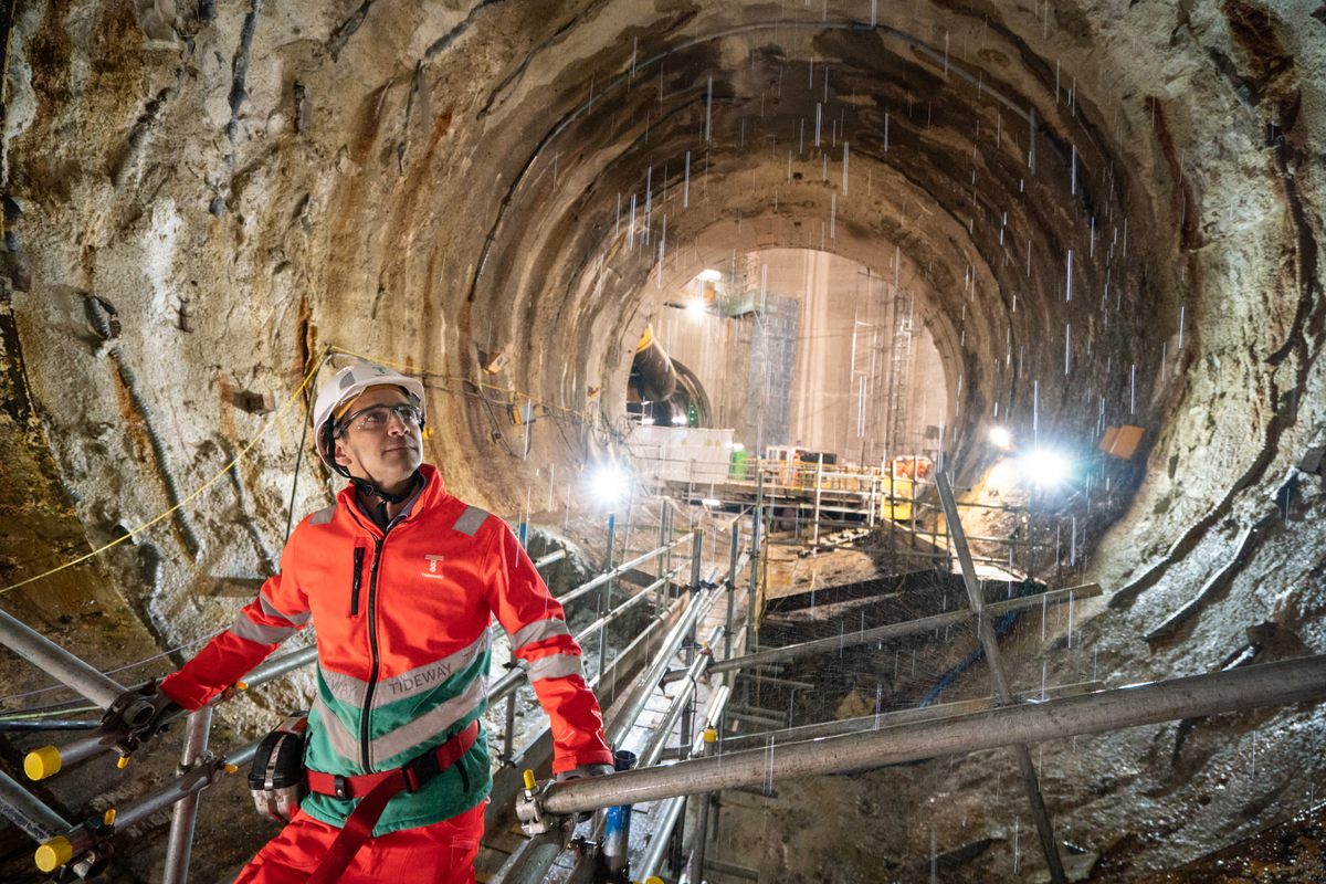 The Thames Tideway Tunnel or "Super Sewer," seen here in 2022, will increase the capacity of the London sewer system.