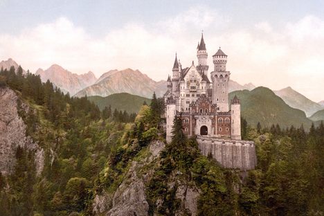 Neuschwanstein Castle in Bavaria, not long after it was first built.