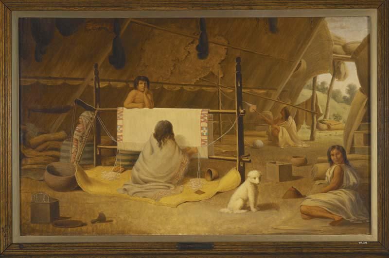 "A woman weaving a blanket," 1849-1856.