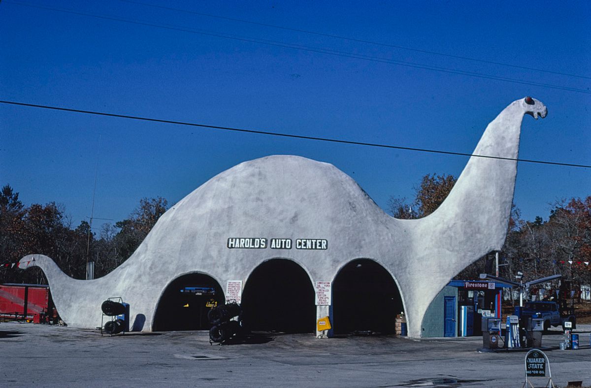 This gas station in Spring Hill, Florida, looks mightily prehistoric, but was photographed in 1979.