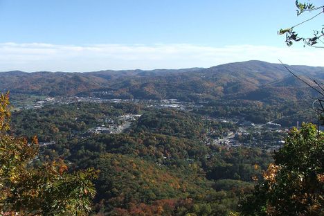 An aerial view of Boone and Junaluska from nearby Howard's Knob