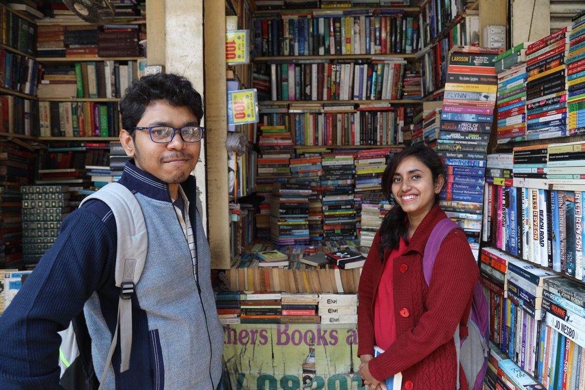 Two local students, Ohit Banerjee (left) and Akashleena Bhaduri, disagree about the potential impact of the book mall.