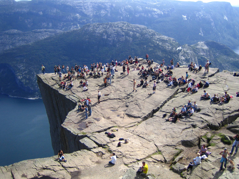 Preikestolen is a tourist hotspot.