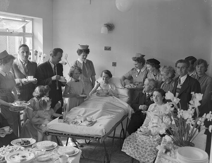 Mrs. Rogers celebrates her golden wedding anniversary in a Gobowen Orthopedic Hospital in Wales, in 2010 (Mr. Rogers is out of frame).
