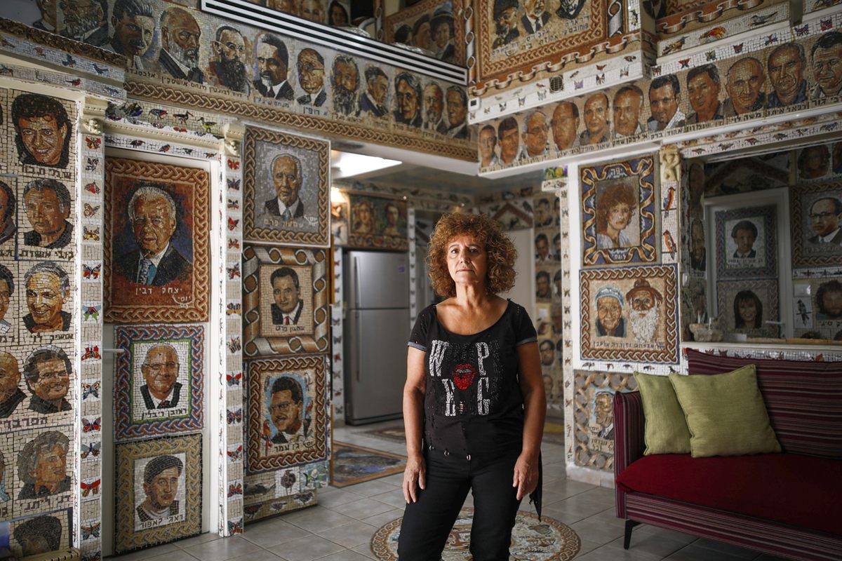 Yaffa Lugasi in her Tel Aviv home, the "Mosaic House," which is the work and legacy of autodidact artist Yossi Lugasi.