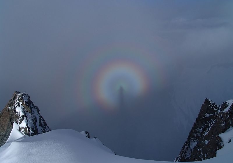 A Brocken Spectre on a rising cloud in the Pamir Mountains of Tajikistan.
