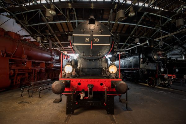 Beautifully restored 19th century train inside the museum.
