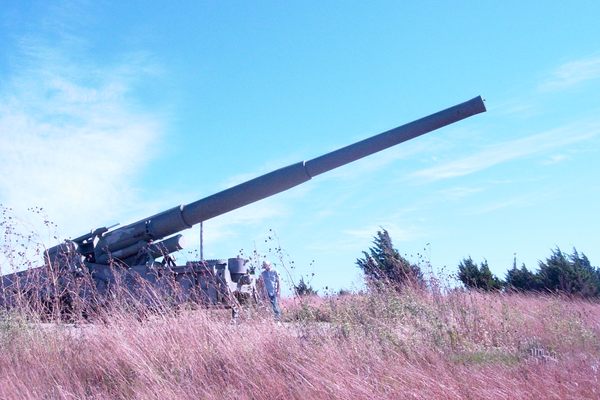 The M65 Atomic Cannon, affectionately called "Atomic Annie" by the grunts back in the day, stands guard against the Flint Hills prairie chickens and hawks. (3 o'Clock AM)