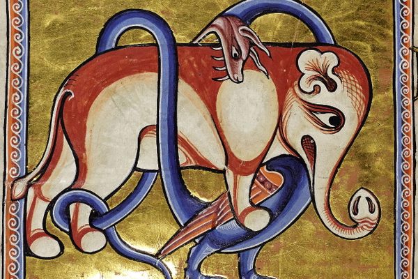 This detail from the 12th-century Aberdeen Bestiary shows a dragon wrestling an elephant.