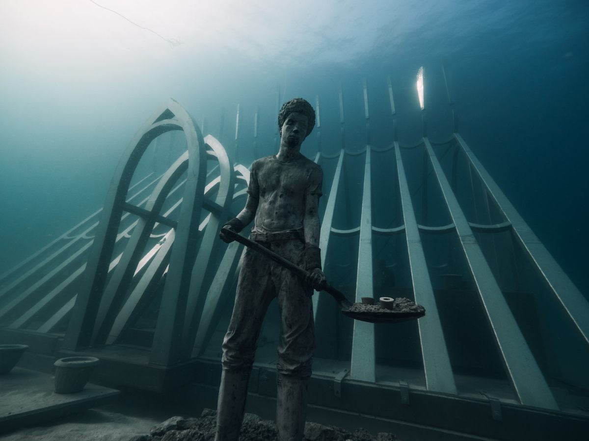 The “Coral Greenhouse” contains 20 “reef guardian” sculptures. As they become covered by coral, they’ll attract new marine life to the Great Barrier Reef.