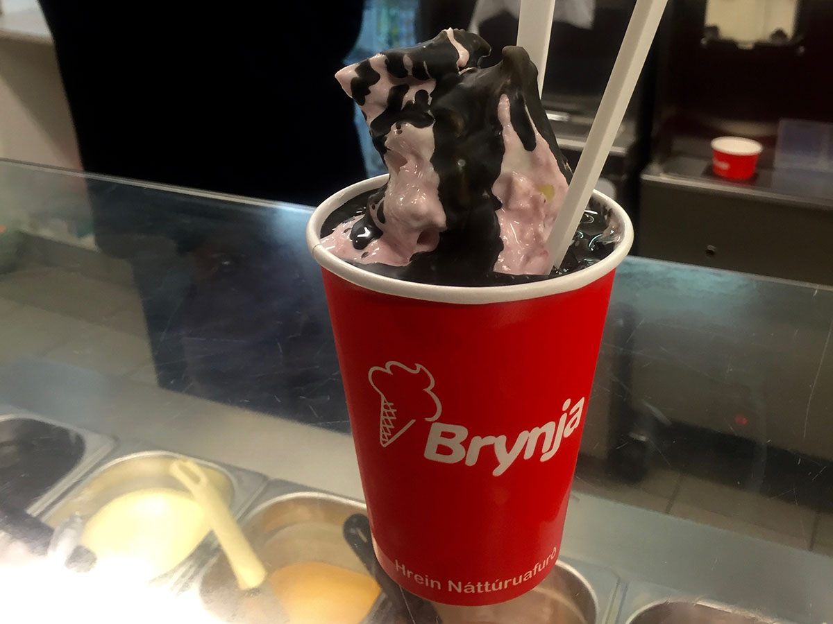 It is not uncommon to find a licorice hard-shell dip on offer at Icelandic ice cream shops (though it's more photogenic on a cone than a milkshake).