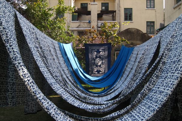 Blue nankeen on exhibit.
