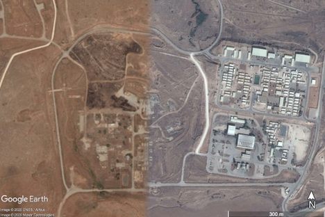 These images, collected in 2013, show the contrast between restricted (left) and unrestricted (right) satellite imagery.