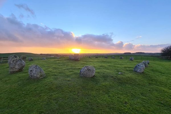 Torhouse Stone Circle at sunset