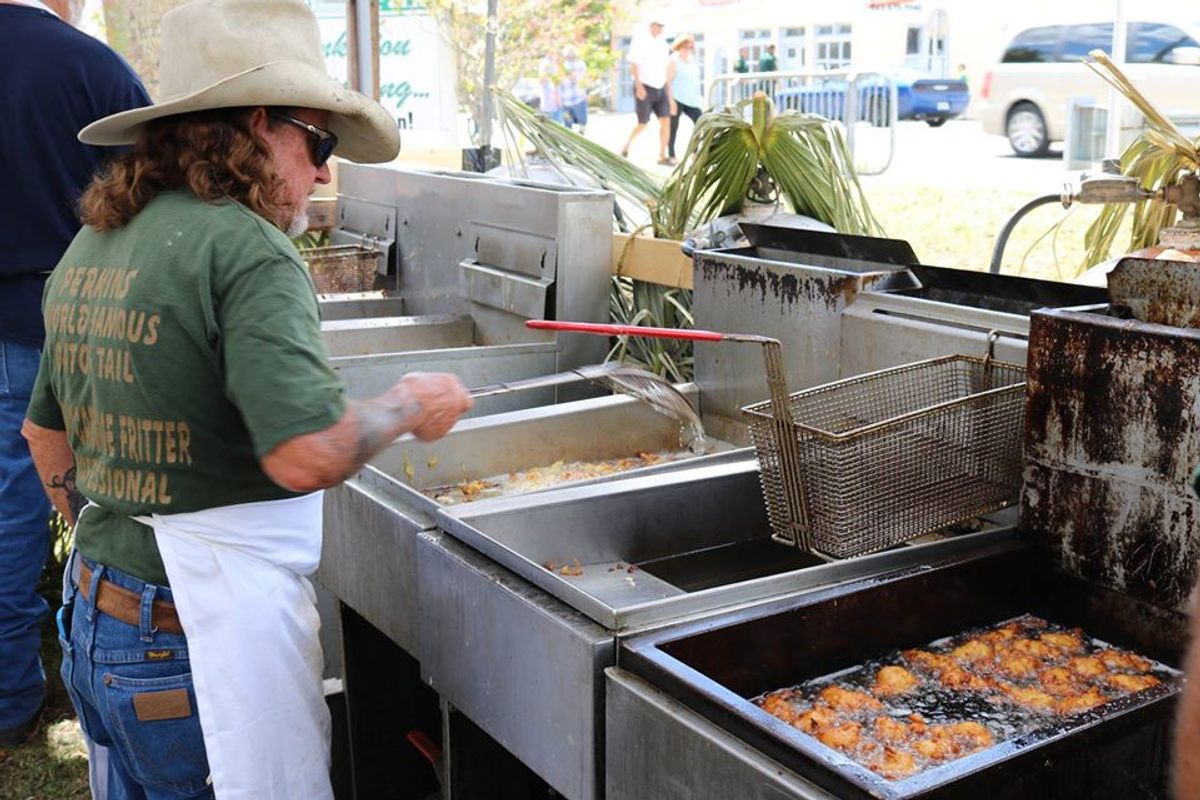 Swamp cabbage fritters are a feature of the festival.