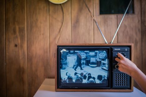 The Willis family owned this Rabbit Ear TV set.