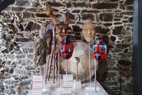Display of masks made from various materials