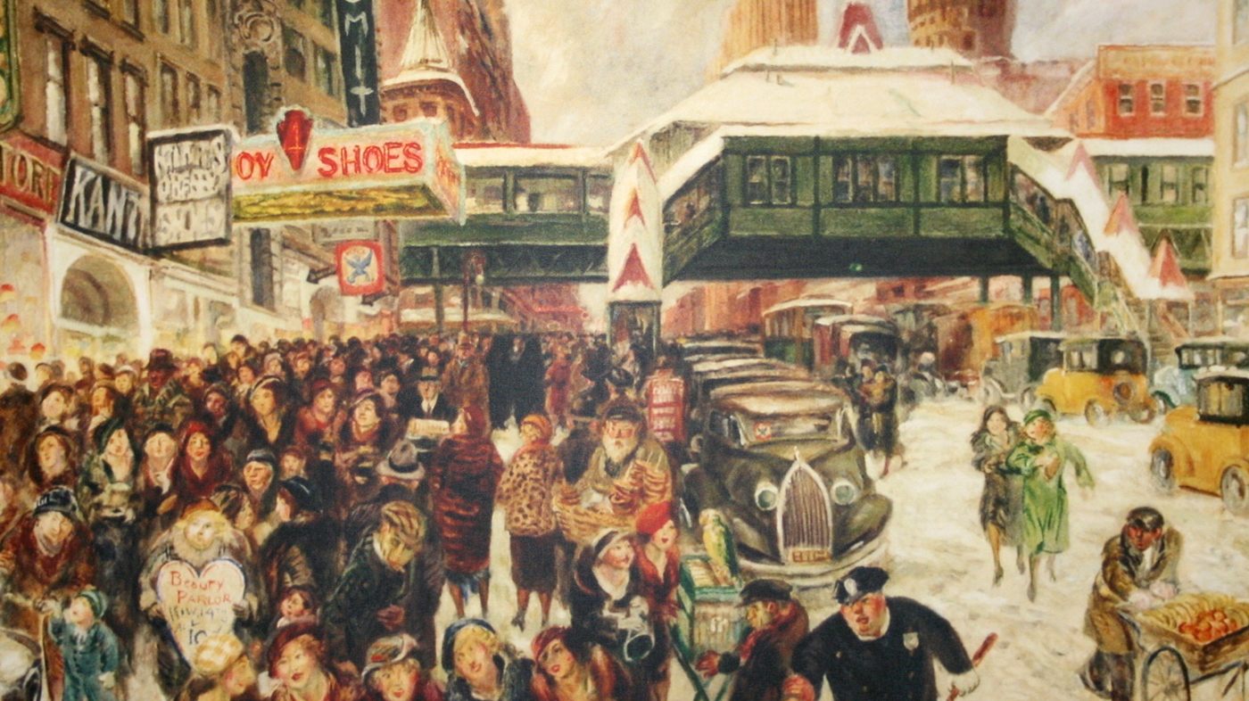 John Sloan's <em>Fourteenth Street at Sixth Avenue</em>.