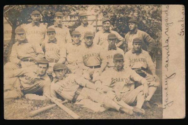 A postcard of the Scranton Miners, Graham's minor league team. Graham is in the middle row, third from left. 