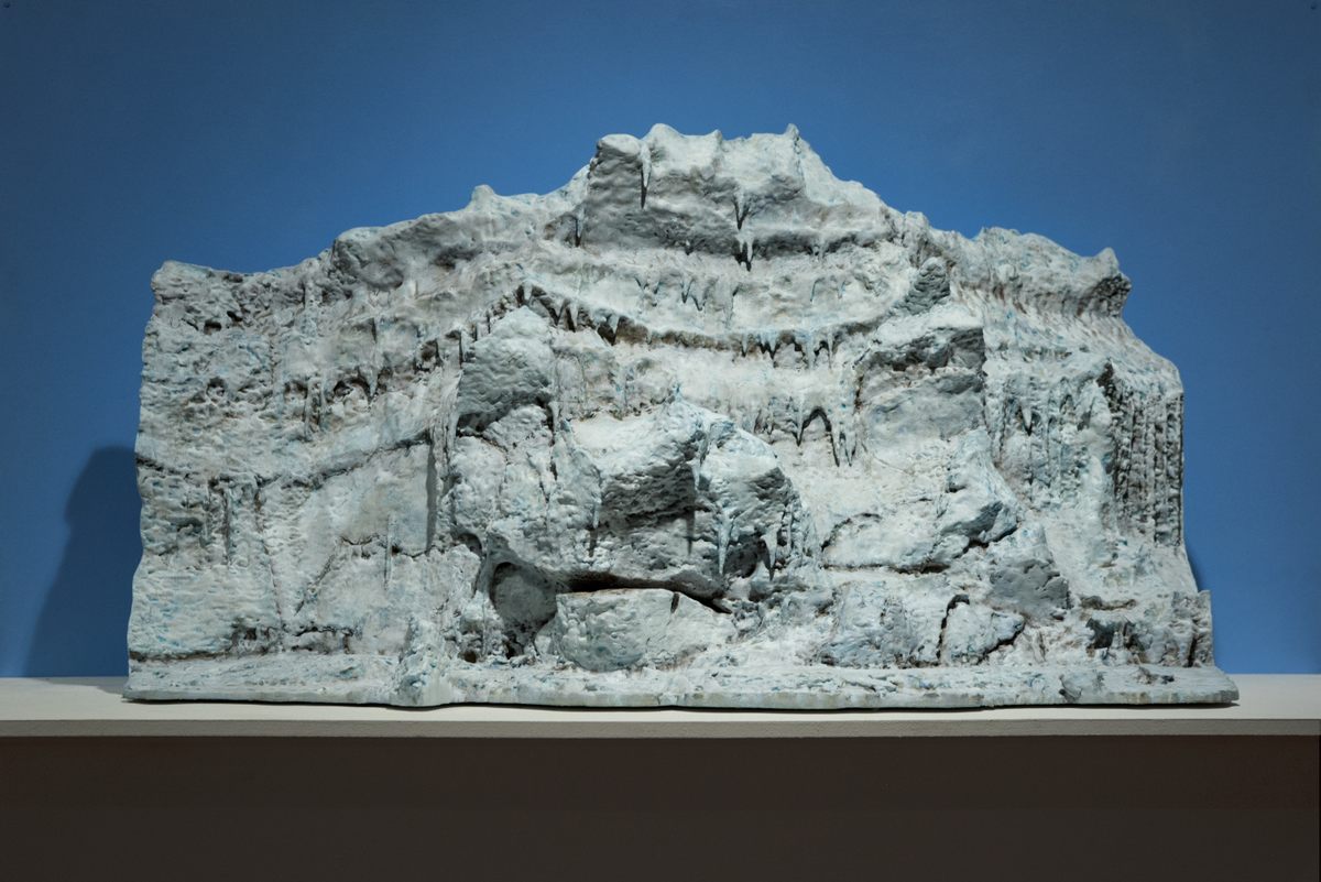 A close up of the sculpture of the "Giant's Face" pressure ridge.