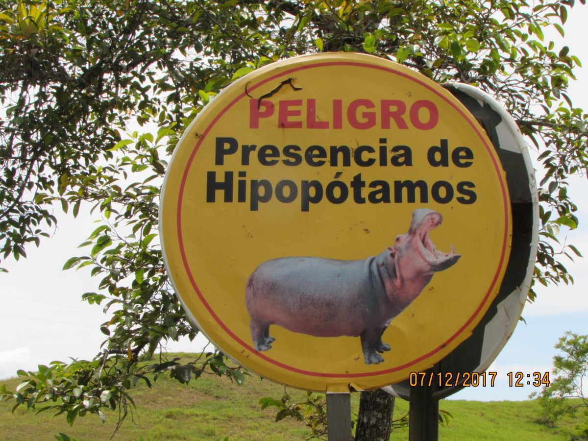 A sign at Hacienda Nápoles reminds visitors to give the creatures some space.