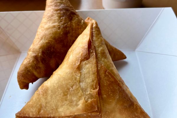 Flaky, crispy sambusas for breakfast.