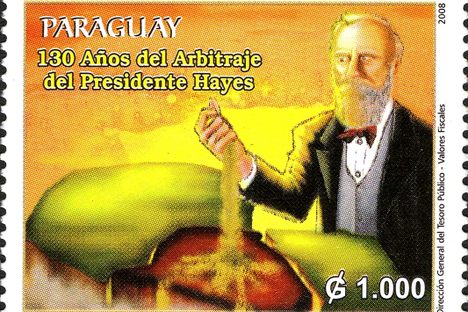 This 2008 stamp celebrated the 130-year anniversary of the arbitration by President Hayes.