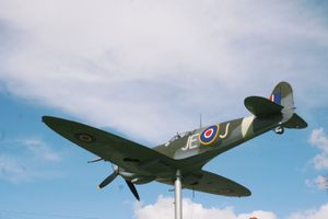 The Spitfire from the left behind