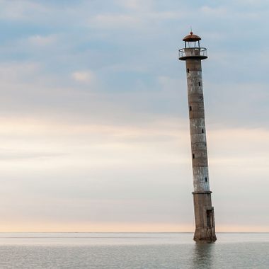 The leaning lighthouse of Kiipsaare, off the island of Saaremaa, Estonia.